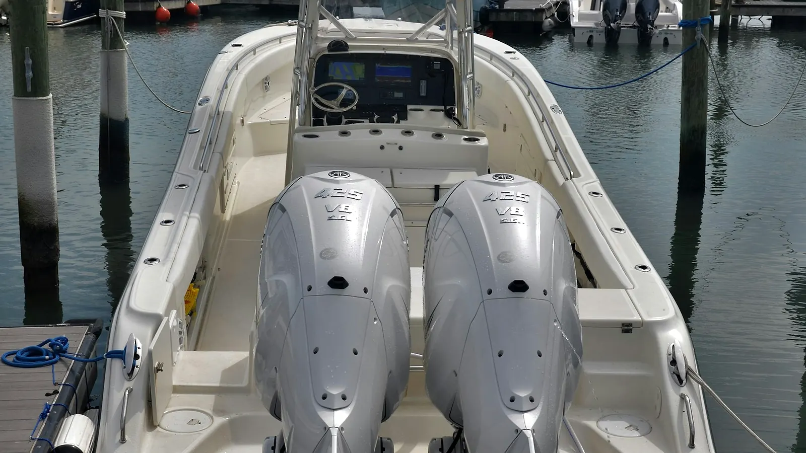 AI-generated illustrative after state for a boat cleaning demonstration, not an actual service result